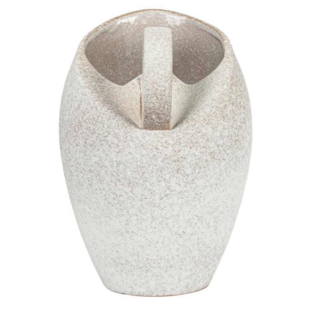 Bloomingville 9 Inches 82-Ounce Textured Stoneware Pitcher in Reactive Glaze, White