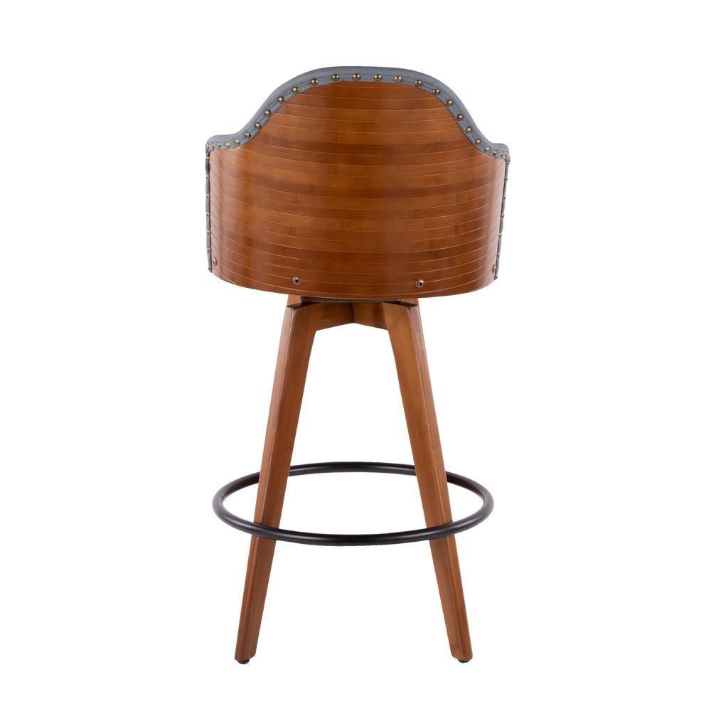 26" Ahoy Mid-Century Modern Counter Height Barstool Walnut/Dark Gray - LumiSource