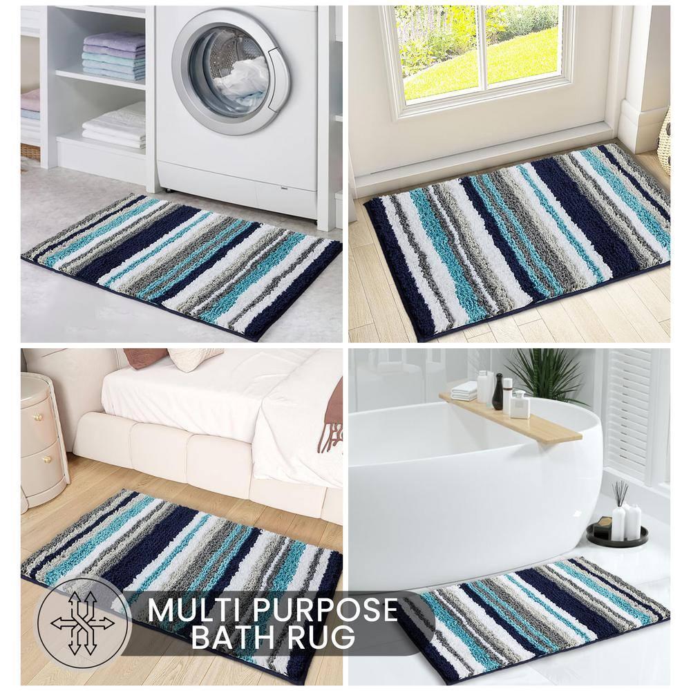 Better Trends Griffie 100% Polyester TPR Backing Tufted Bath Rug 24" x 36" Rectangle - Blue