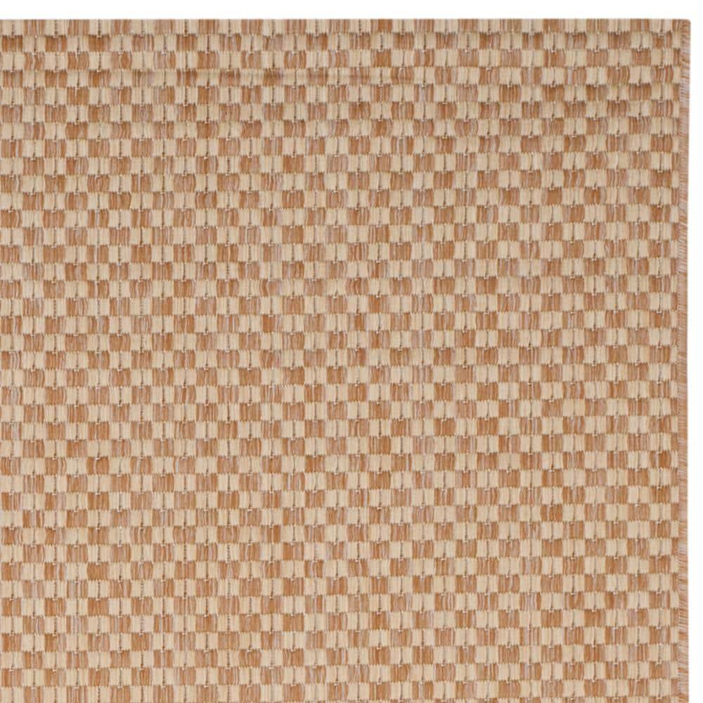 SAFAVIEH Courtyard Blair Checkered Indoor/Outdoor Area Rug, Natural/Cream, 4' x 5'7"