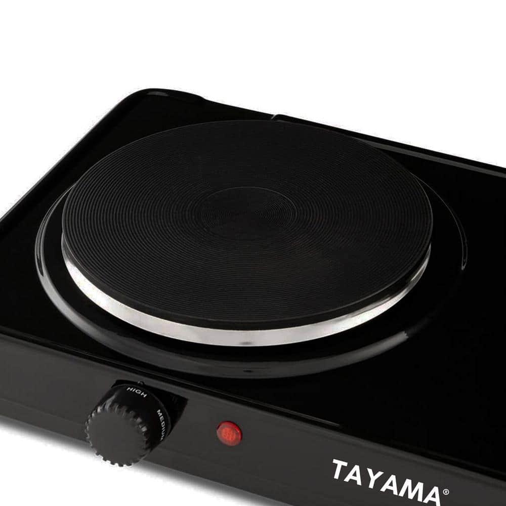 Tayama  Dual Burner Diecast Hot Plate with Temperature Controls, Black