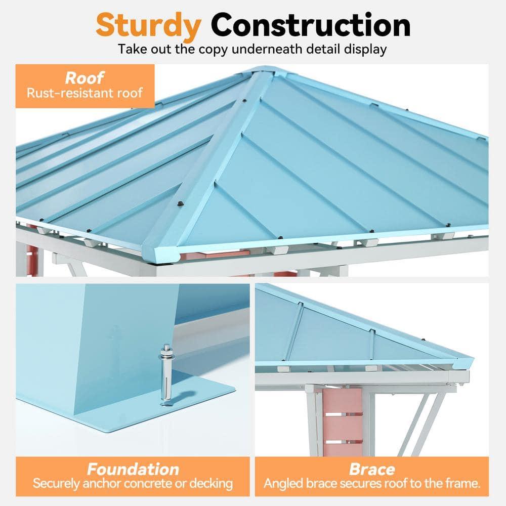 Ocean Blue and Pink Steel Square Gazebo Pavilion