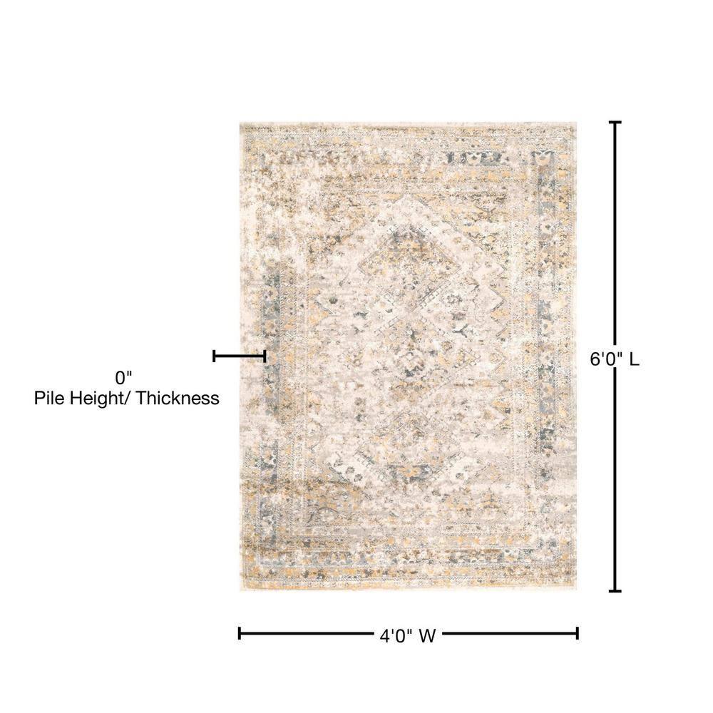 Nuloom Madisson Medallion 4x6 Indoor Area Rug for Living Room Bedroom Dining Room Kitchen, Gold/Ivory
