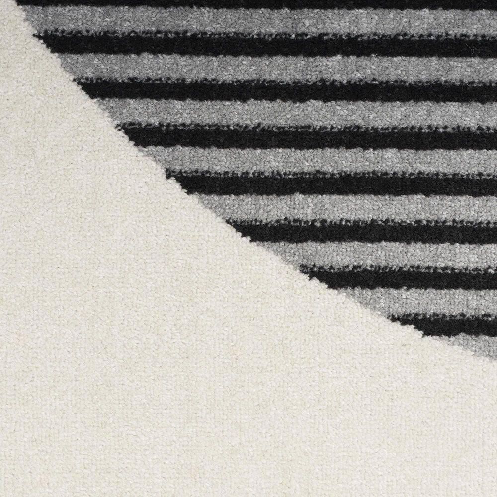 Nourison Modern Passion Circle Mid-Century Modern Indoor Rug Ivory/Black 6' x 9'