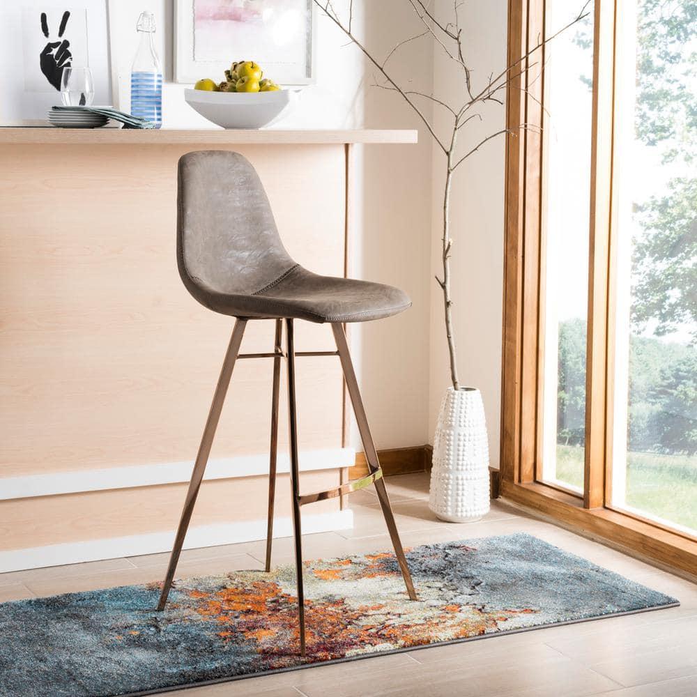 Mathison Bar Stool  - FOX3011 - Taupe/Copper - Safavieh Couture