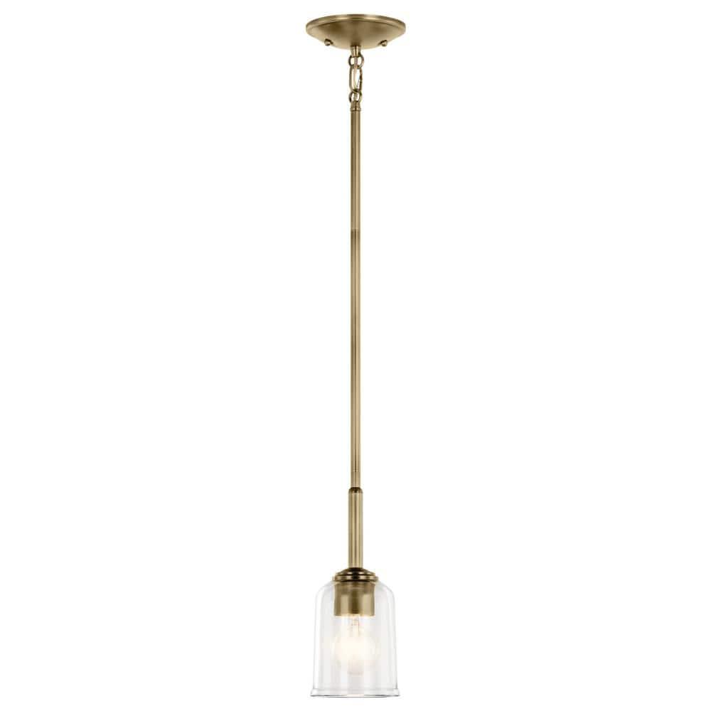 Kichler 43674 Shailene 5" Wide Mini Pendant - Natural Brass / Clear
