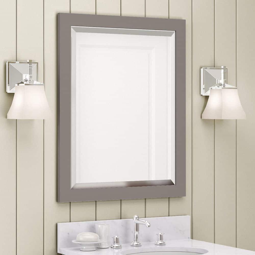 Alaterre Furniture 24" Beveled Bath Vanity Mirror, Gray