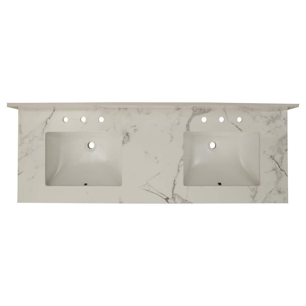 61 in. x 22 in. D Bathroom Vanity Top with Double Sinks