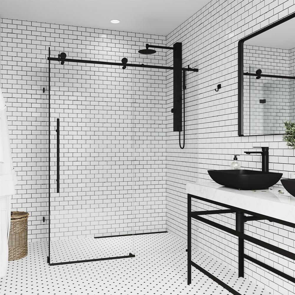 Elan E-class 46" W x 34" D x 76" H Sliding Frameless Shower Enclosure with 3/8" Clear Glass