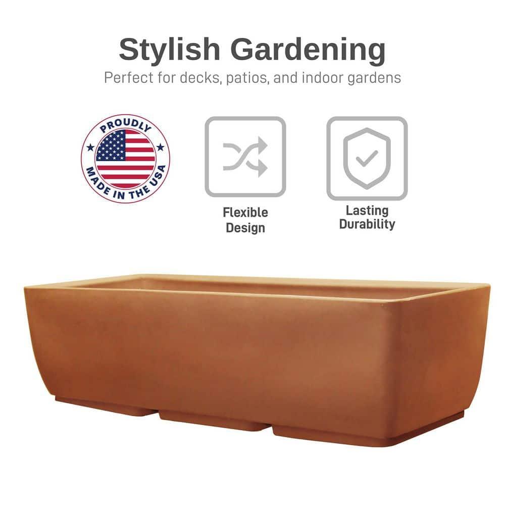 RTS Home Accents 36 inch x 15 inch Polyethylene Rectangular Planter, Terra Cotta Color