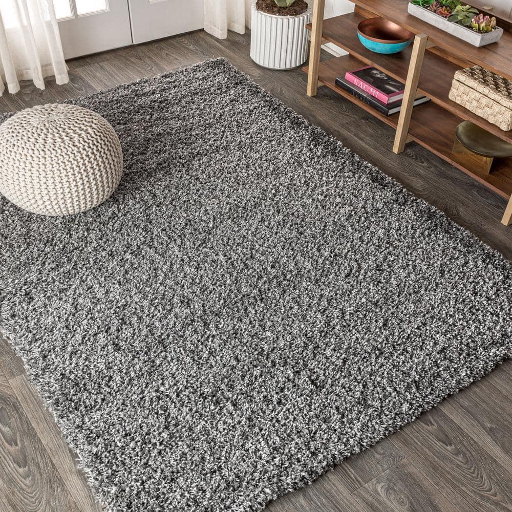 3'x5' Mercer Shag Plush Area Rug, Charcoal - JONATHAN Y