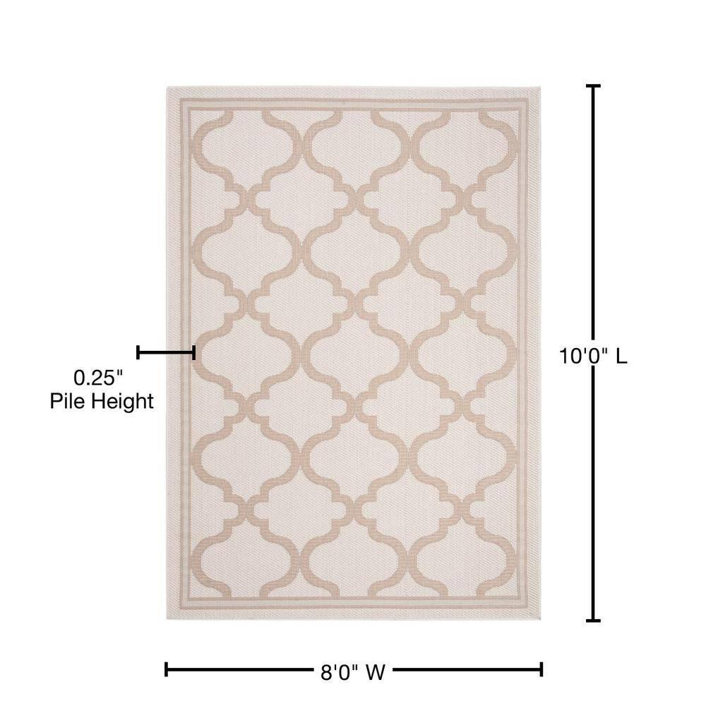 SAFAVIEH Bermuda Tamaya Geometric Machine Washable Indoor/Outdoor Area Rug, Ivory/Beige, 8' x 10'