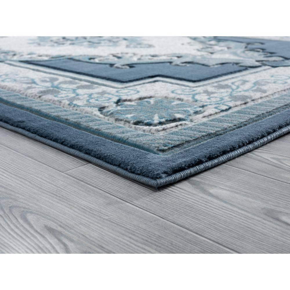 Designer Home Swan Area Rug 2050 10563 Fallon Aqua Medallion Curls 7' 10" x 10' 6" Rectangle