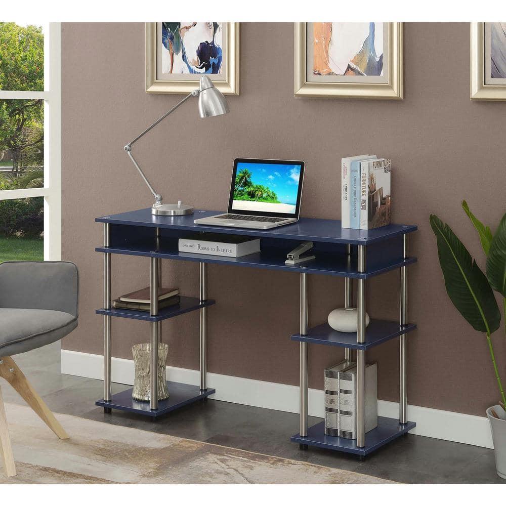 Convenience Concepts Designs2Go 30 inches Tall No Tools Desk with Shelves, Cobalt Blue, Adults