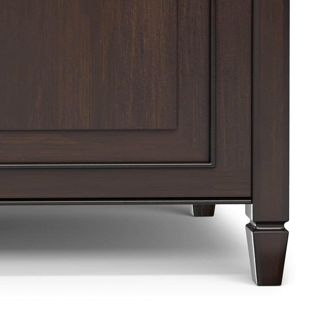 Simpli Home Connaught 36"W Solid Wood Small Storage Bench Trunk with Lift-Top Lid and Dual Storage Compartments