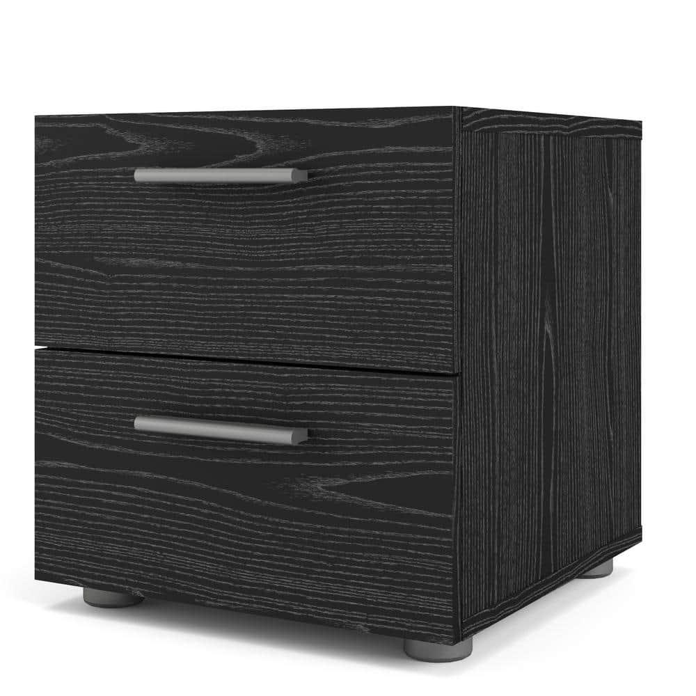 Tvilum, Austin 2 Drawer Nightstand, Black Woodgrain