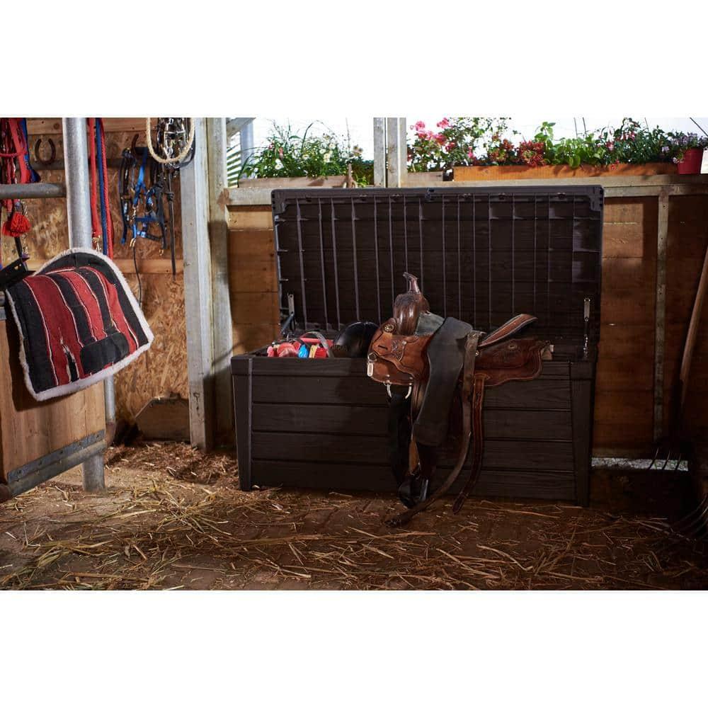 Keter Keter Brightwood 120 Gallon Large Durable Outdoor Storage and Weather Resistant Resin Deck Box