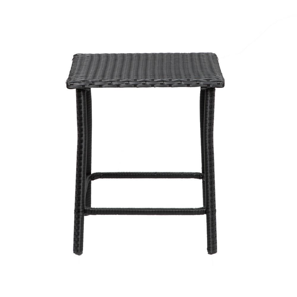 Costaelm Bistro Costa 3-Piece Patio Conversation Set Black PE Rattan Wicker, Black/Navy
