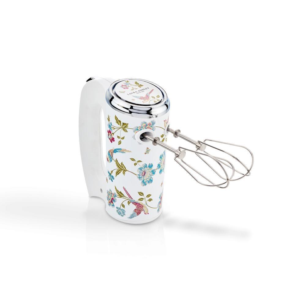 Laura Ashley Hand Mixer White: 300W, 5 Speeds, Stainless Steel, 1-Year Warranty