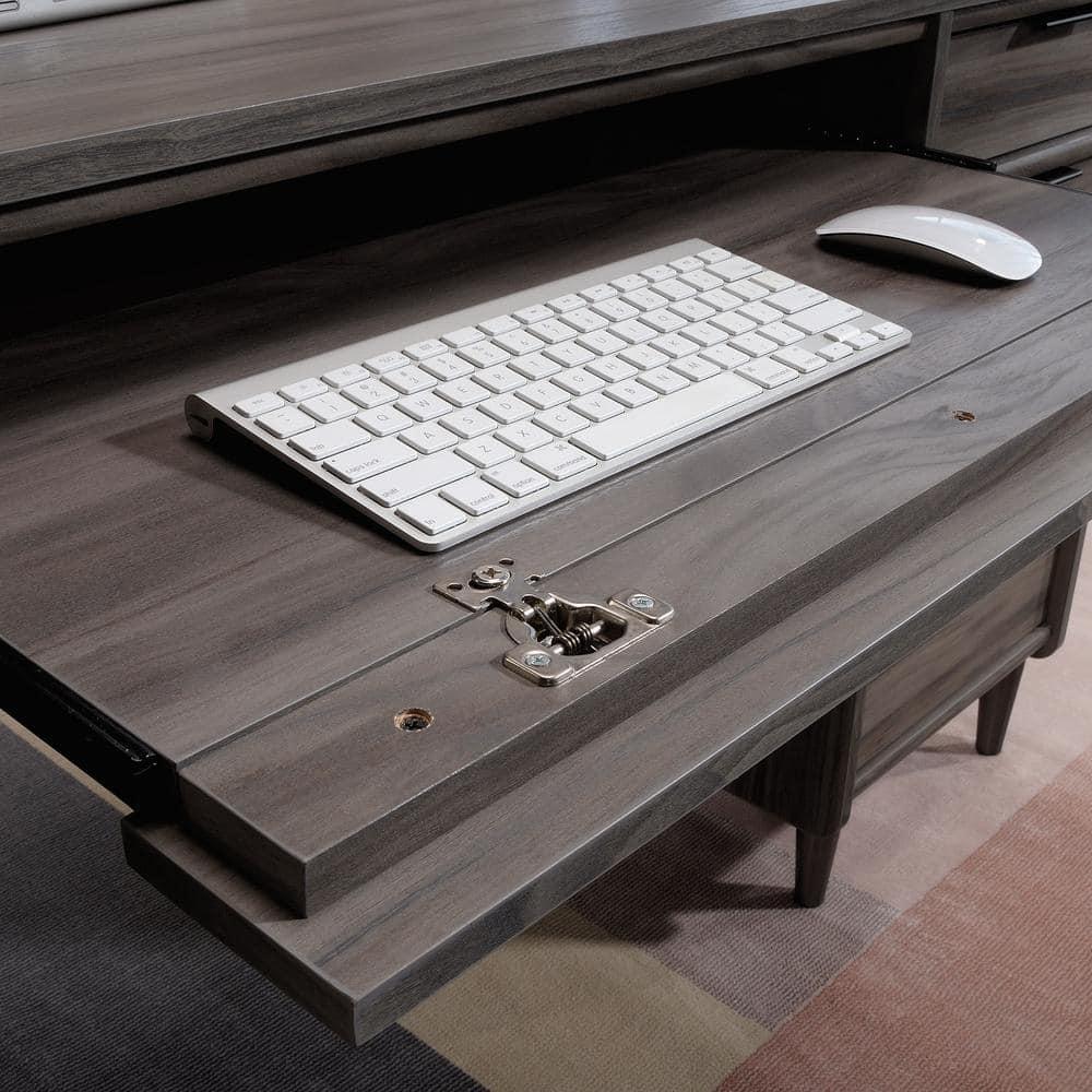Jet Acacia Executive Desk with Drawer and Keyboard Tray