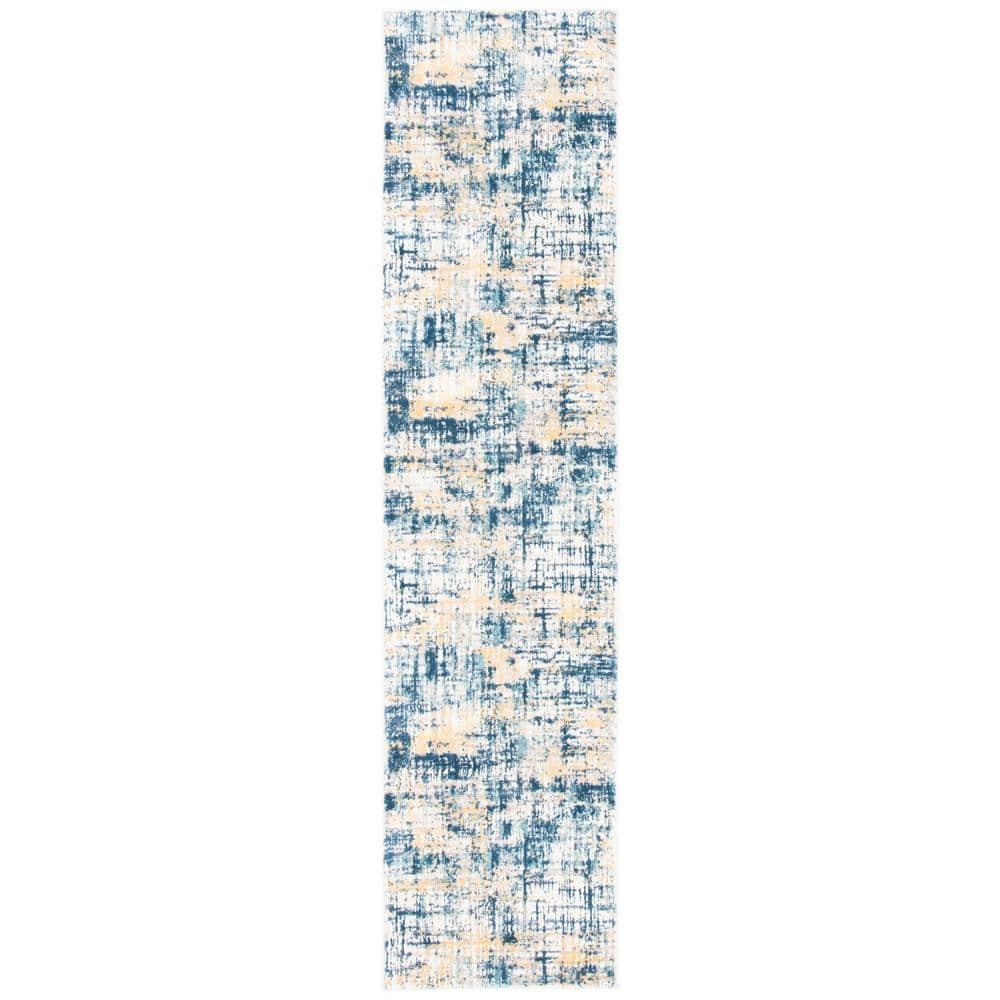 SAFAVIEH Skyler Mandy Distressed Runner Rug, Navy/Gold, 2'2" x 9'
