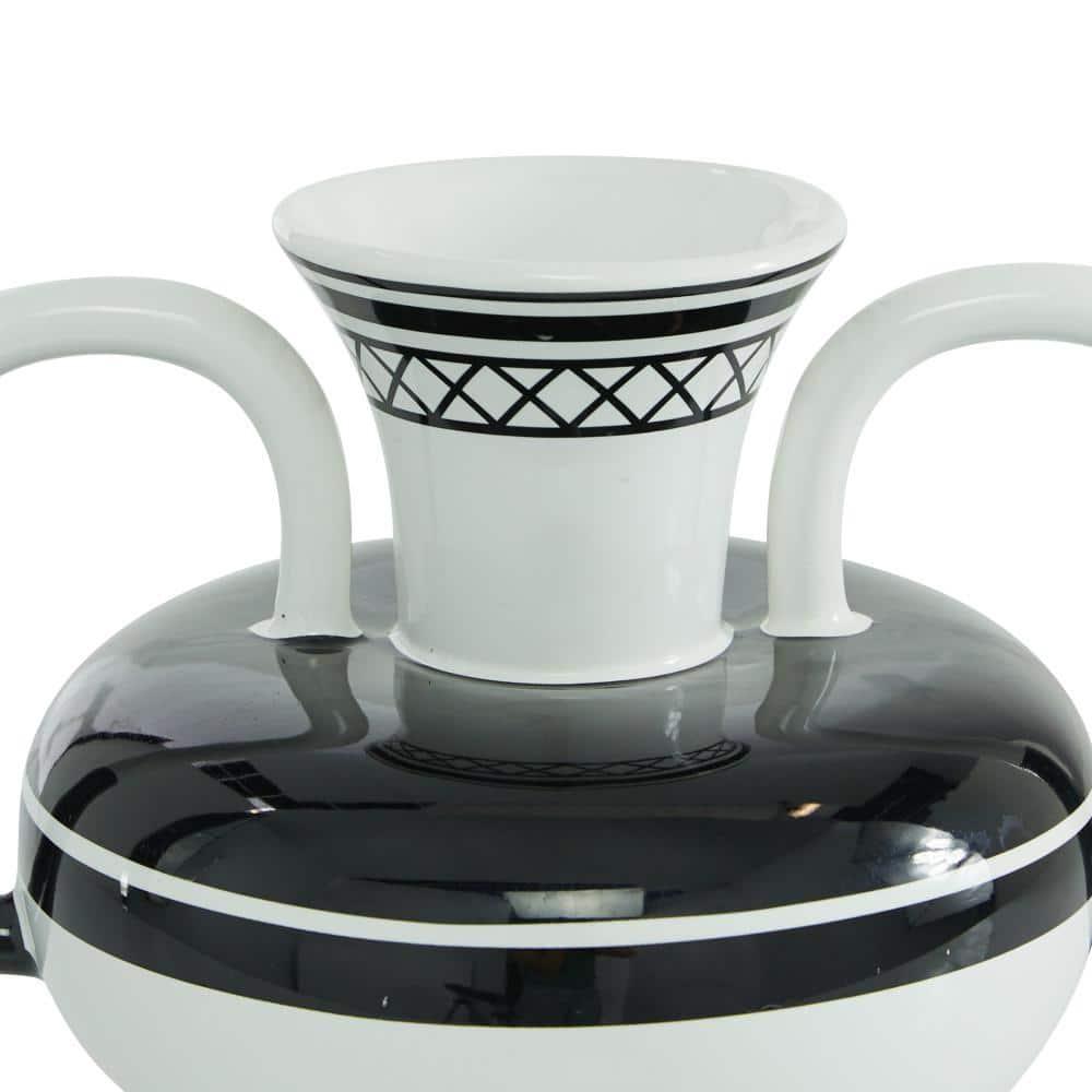 Ceramic Decorative White Vase with Handles
