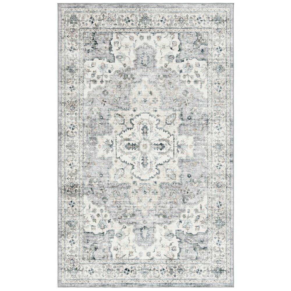 SAFAVIEH Isabella Zander Floral Bordered Area Rug, Grey/Cream, 3' x 5'
