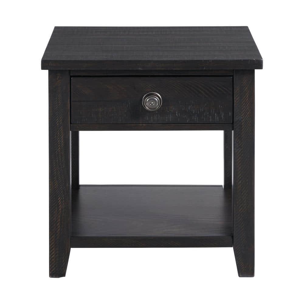 Picket House Furnishings Kahlil End Table with Drawer Espresso : Mid-Century Modern, Acacia & Pine Frame, Spot Clean