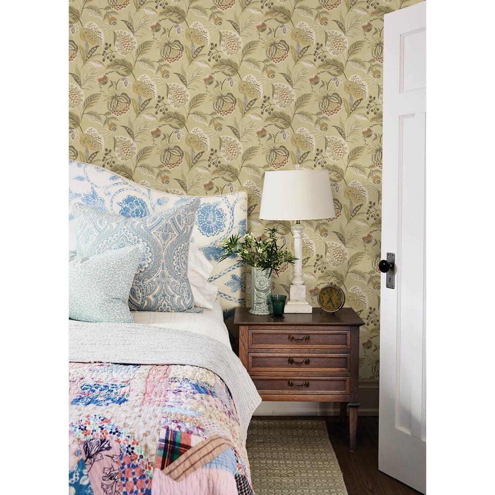 Chesapeake Bohemian Mustard Jacobean Wallpaper, 20.5-in by 33-ft