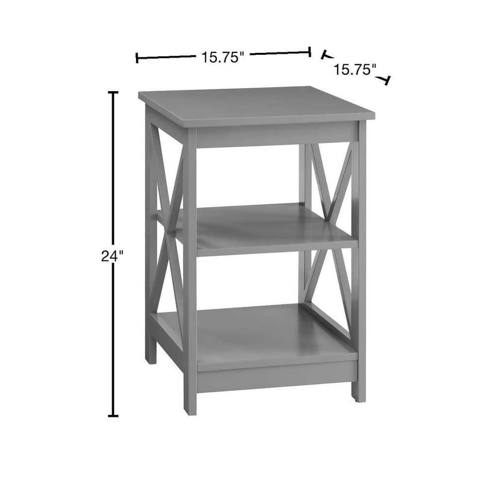 Convenience Concepts Oxford End Table in Gray Wood Finish With X Frame