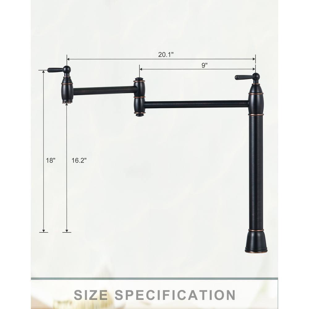 Deck Mount Pot Filler Faucet with Double-Handle in Oil Rubbed Bronze