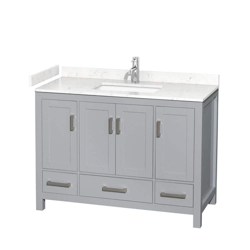 Wyndham Collection Sheffield 48" Freestanding Single Bathroom Vanity with Cultured Marble Top