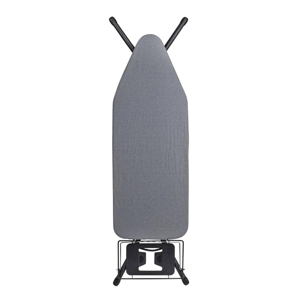 Household Essentials Wide Mega Ironing Board 4-Leg Matte Black Frame Gray Cover: Collapsible Metal, 59" x 18.75", 18.44 lbs