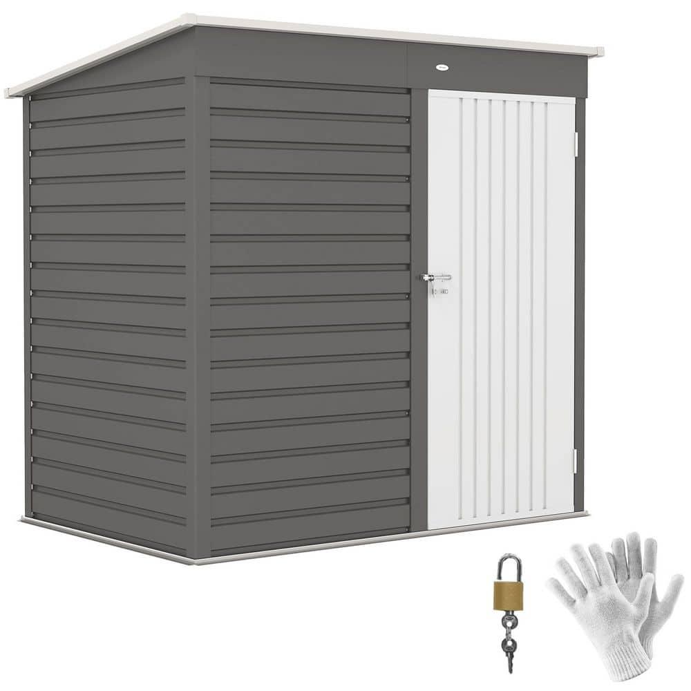 Outsunny 6' x 4' Outdoor Storage Shed, Metal Garden Shed with Lockable Door and Gloves, Tool Shed for Backyard Garden Patio Lawn