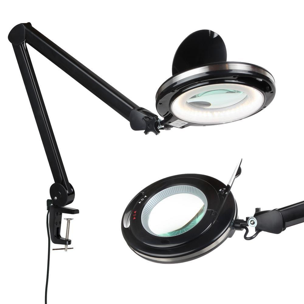 Brightech Lightview Pro 33 in. Adjustable Swing Arm Integrated 2.25X Magnifying Dimmable LED Desk Clamp Lamp