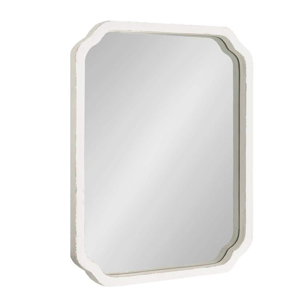 Kate & Laurel All Things Decor 18"x24" Marston Farmhouse Rectangle Wall Mirror White: No Assembly, Wood Frame, Wall Mount
