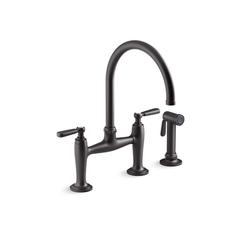 Edalyn by Studio McGee Two-Hole Bridge Kitchen Sink Faucet with Side Sprayer