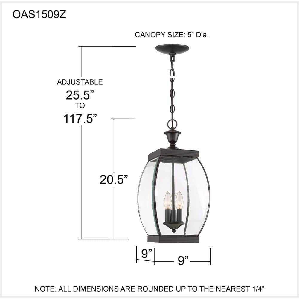 Quoizel Lighting Oasis 3 - Light Pendant in  Medici Bronze