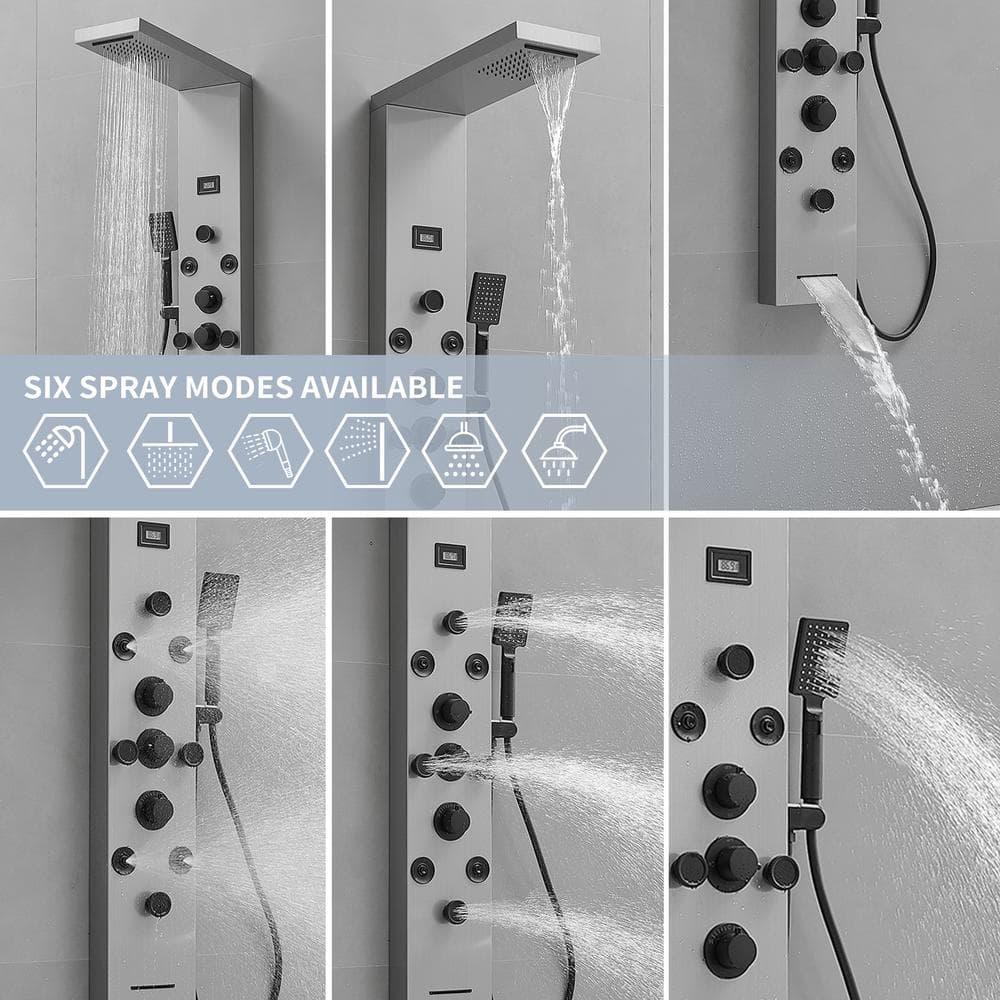 BWE 8-Shower Tower Shower Panel System with Rainfall Shower Head and Shower Wand