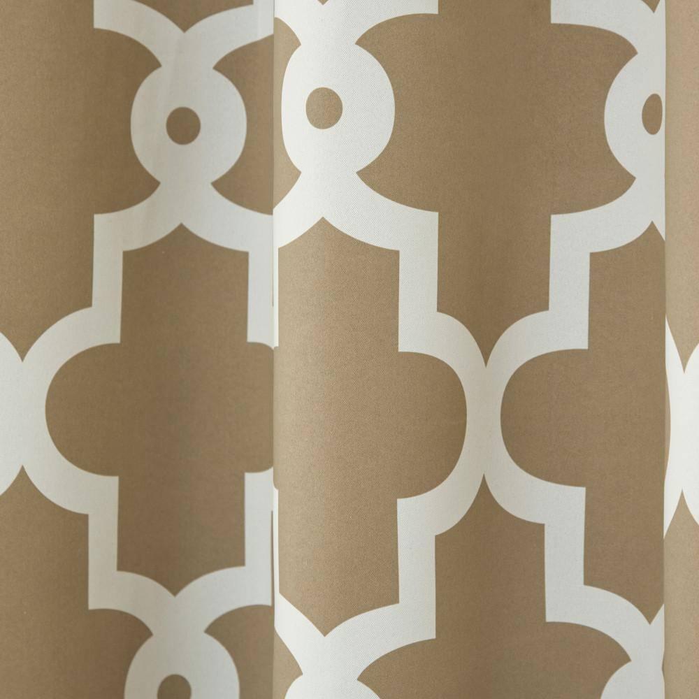 TOWN & COUNTRY EVERYDAY Ironwork Geo Trellis Sateen Indoor Curtains, Room Darkening Blackout, Grommet Top, Energy Efficient, 2-Pack Set, 52"x108", Taupe