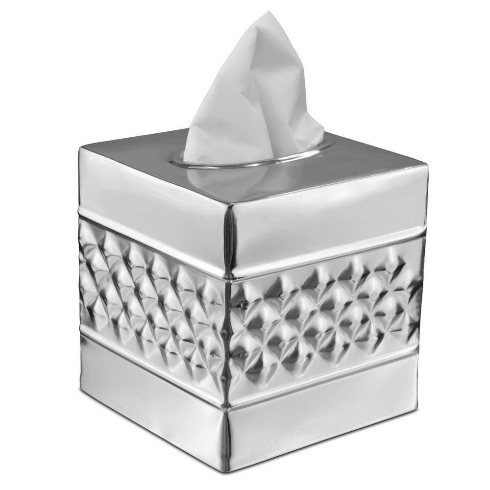 Monarch Abode Geometric Embossed Metal Tissue Box Cover