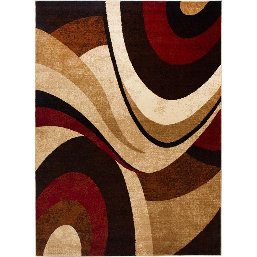 Home Dynamix Slade Contemporary Abstract Area Rug, Brown/Red, 9'2"x12'5"