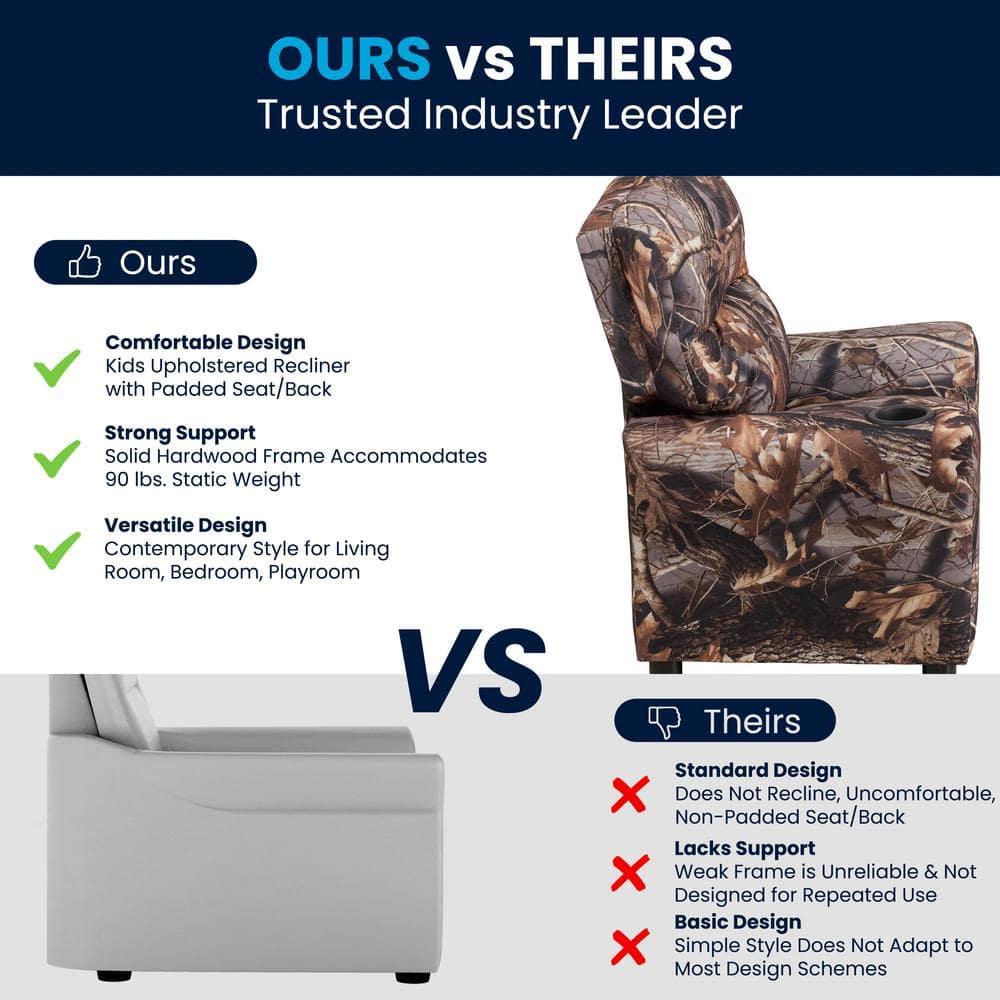 Flash Furniture Chandler Contemporary Camouflaged Fabric Kids Recliner with Cup Holder