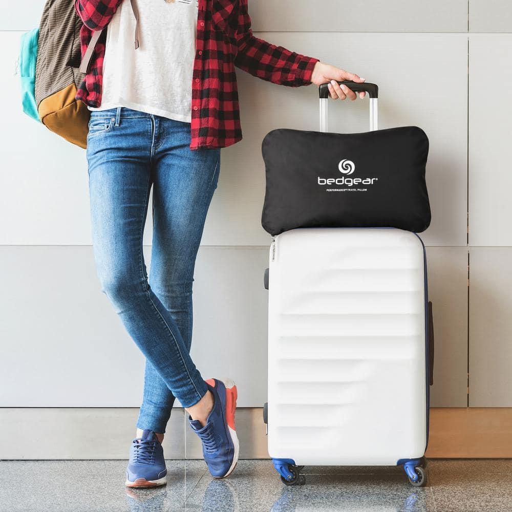 Medium Firm Black Memory Foam Travel Pillow with Cooling Cover