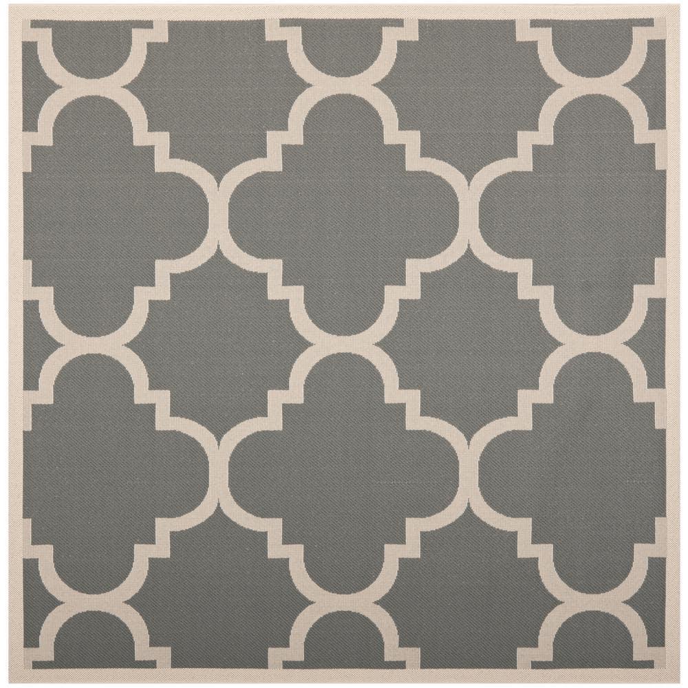 Courtyard CY6243 Power Loomed Indoor and Outdoor Area Rug - Grey/Beige - 4'x4' - Safavieh