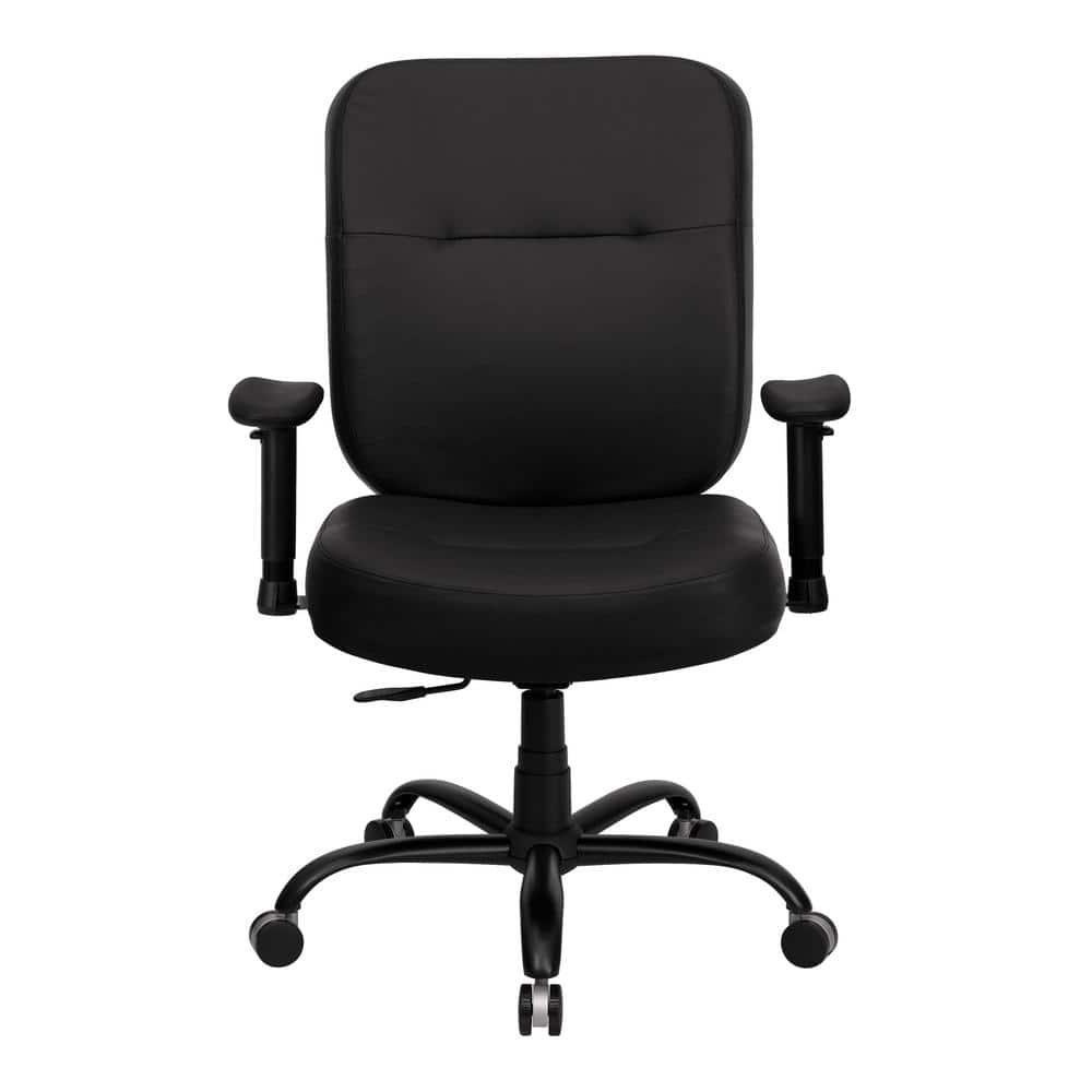 BizChair Big & Tall 400 lb. Rated Black LeatherSoft Ergonomic Drafting Chair with Adjustable Arms