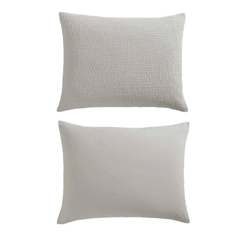 Vera Wang Puckered Texture Cotton Grey Duvet Cover Set | Wayfair