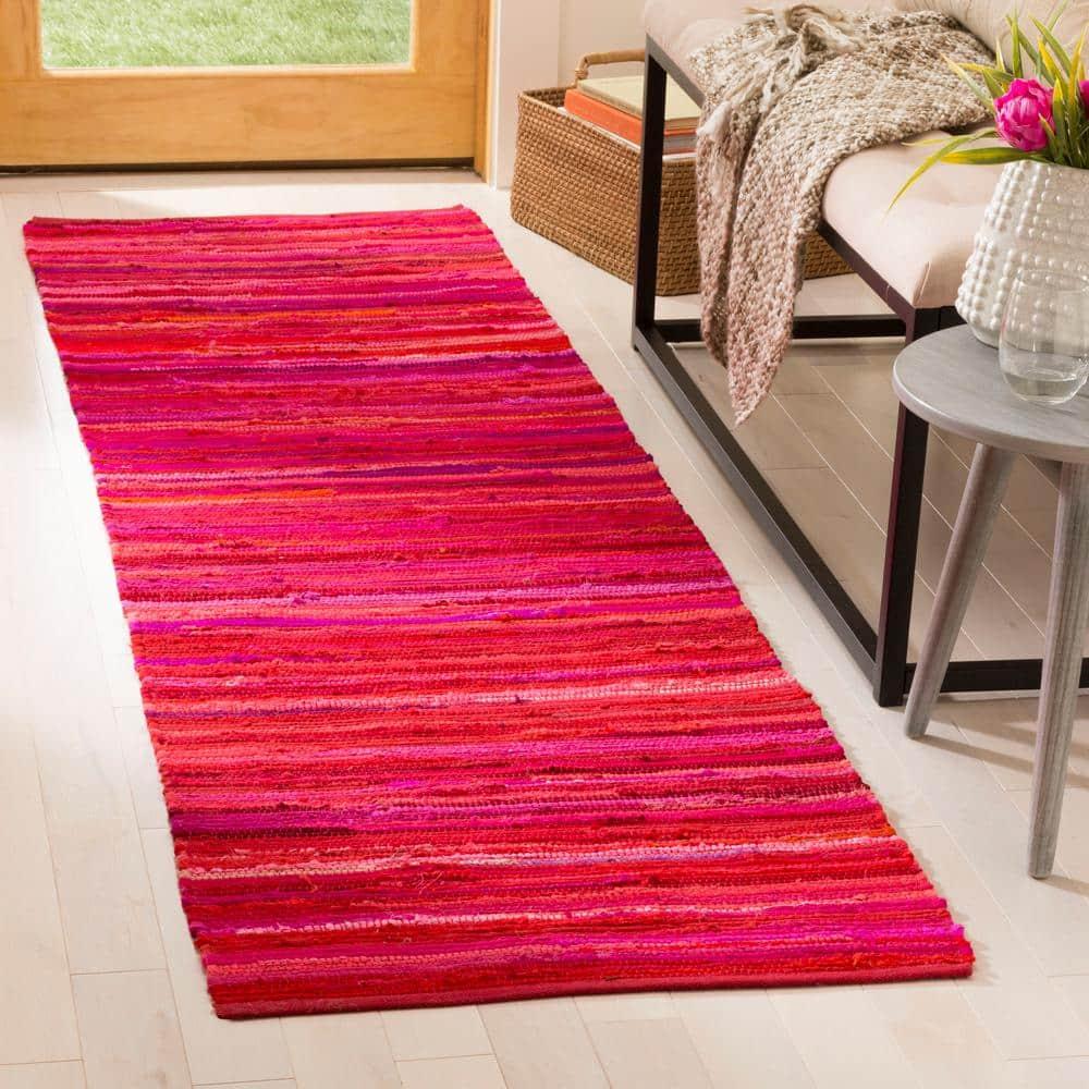 Rag Rug RAR130 Hand Woven Indoor Runner Rug - Red/Multi - 2'3"x6' - Safavieh.