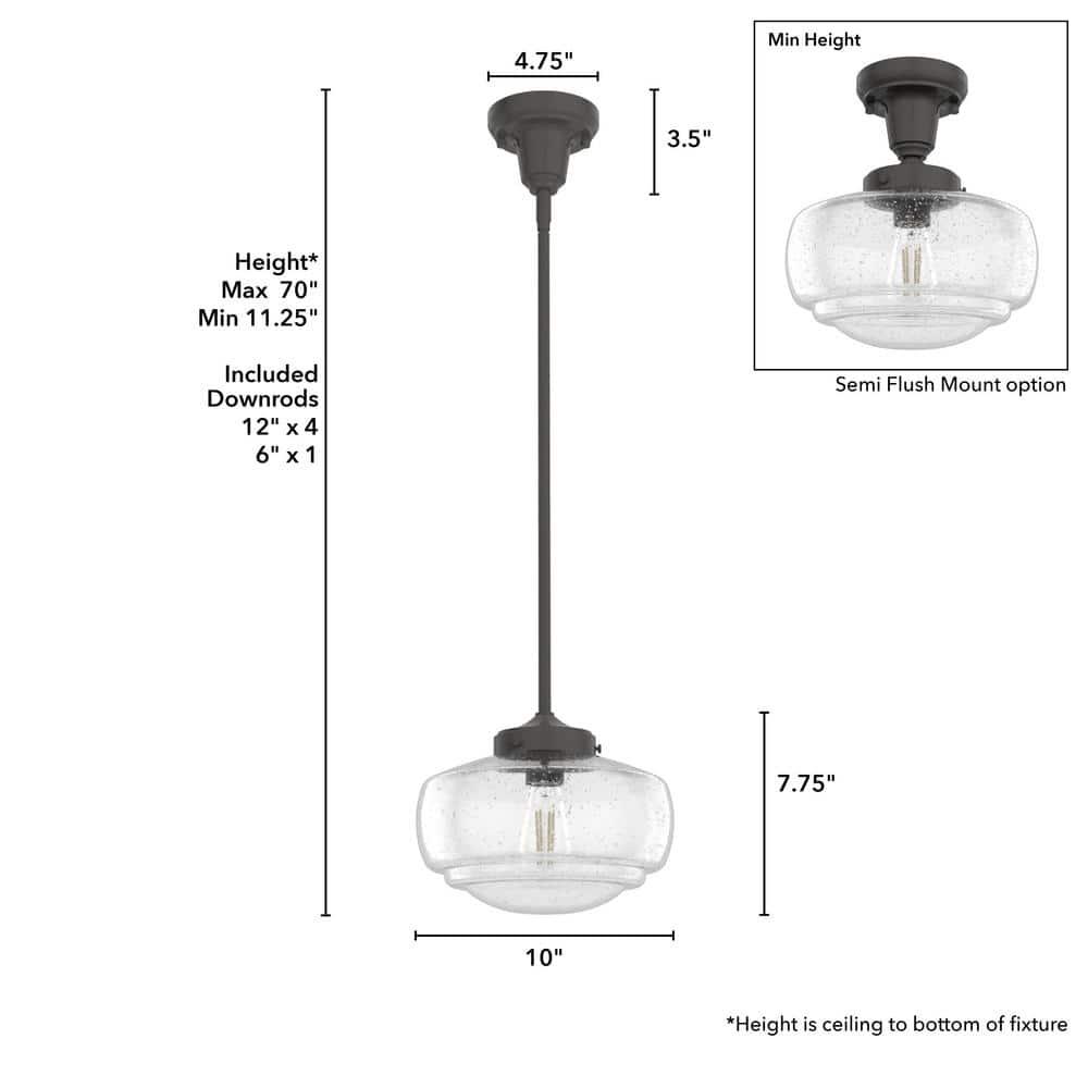 Hunter Fan Saddle Creek 1 - Light Single Schoolhouse Pendant with Glass