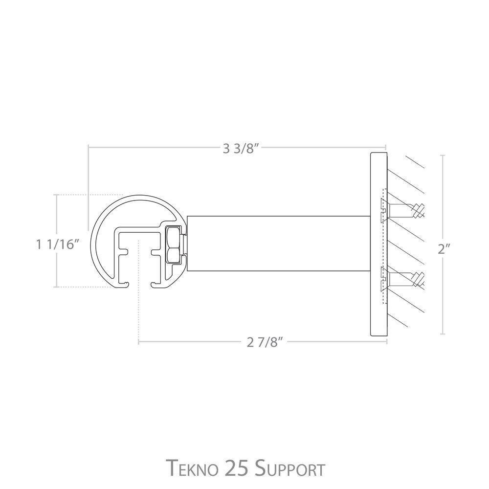 Tekno 25 - 84 in. Non-Adjustable 1-1/8 in. Single Traverse Window Curtain Rod Set in Silver with Empire Finial
